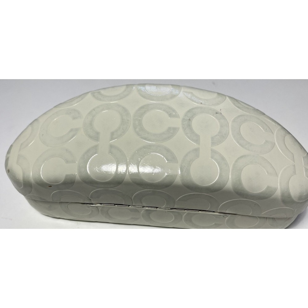 Coach Hard Clamshell Sunglass Case‎ Ivory White Brown Lined Eyeglass Protector